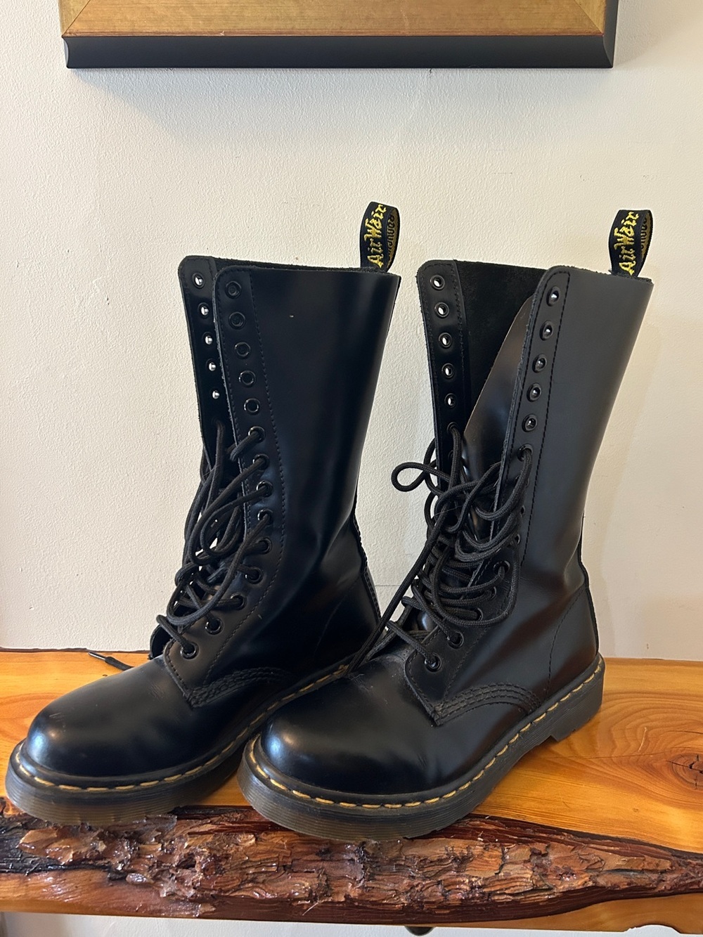 Dr. Martens Black Lace-Up High-Top Leather Boots size